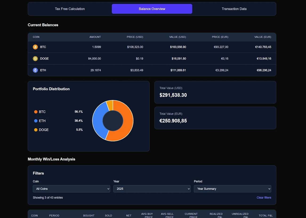 Bild der Webseite Crypto Tax Tool